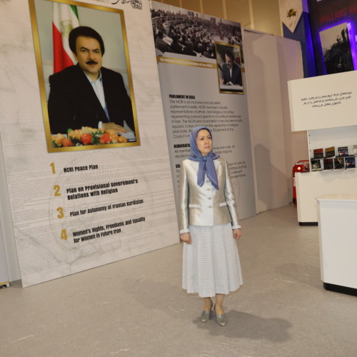 Maryam Rajavi  at the exhibition of the Iranian people’s 120 years of struggle for freedom- July 12, 2019