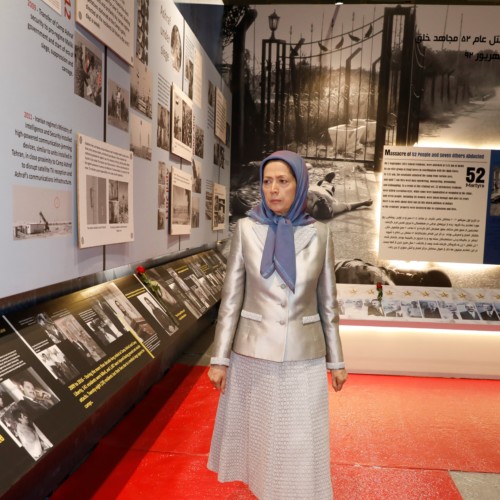 Maryam Rajavi  at the exhibition of the Iranian people’s 120 years of struggle for freedom- July 12, 2019