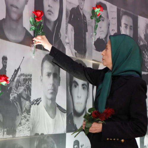 Maryam Rajavi lays flower on the memorial for martyrs –November 2019 uprising