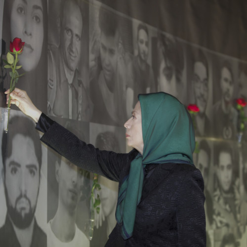 Maryam Rajavi lays flower on the memorial for martyrs –November 2019 uprising