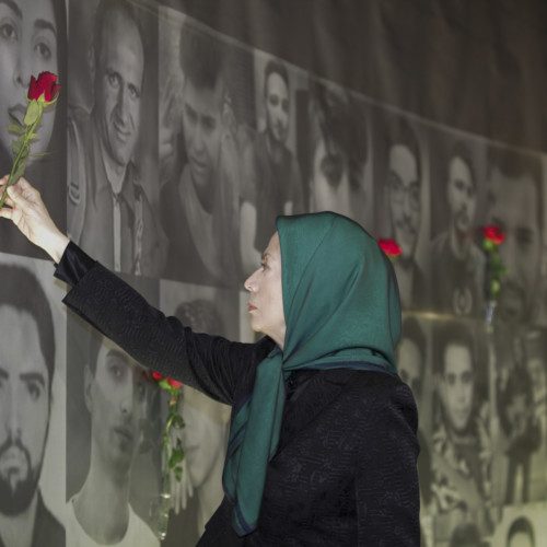 Maryam Rajavi lays flower on the memorial for martyrs –November 2019 uprising