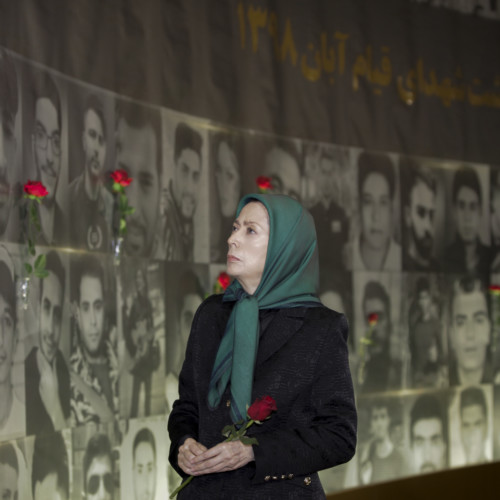 Maryam Rajavi lays flower on the memorial for martyrs –November 2019 uprising