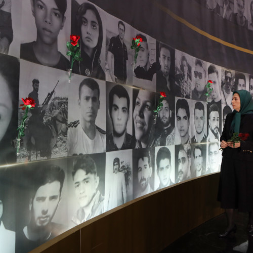 Maryam Rajavi lays flower on the memorial for martyrs –November 2019 uprising