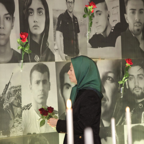 Maryam Rajavi lays flower on the memorial for martyrs –November 2019 uprising