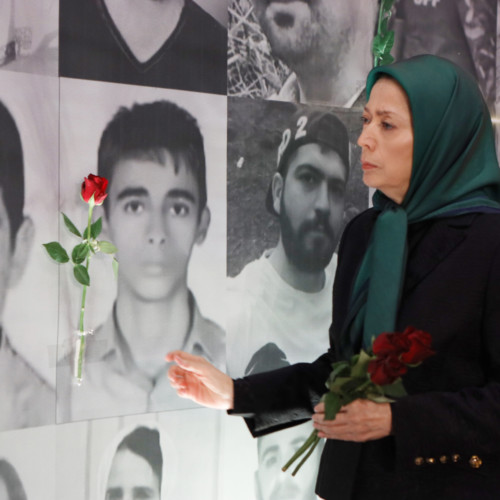 Maryam Rajavi lays flower on the memorial for martyrs –November 2019 uprising