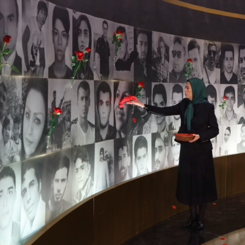 Maryam Rajavi lays flower on the memorial for martyrs –November 2019 uprising