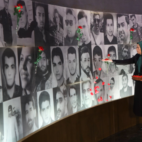 Maryam Rajavi lays flower on the memorial for martyrs –November 2019 uprising