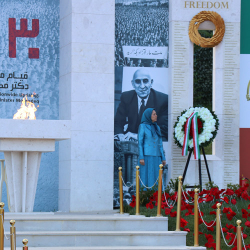 Maryam Rajavi, in ceremony to commemorate July 20 anniversary of Iranians’ historic uprising in 1952 in honor of Dr. Mohammad Mosaddeg – Ashraf 3, July 17, 2020.