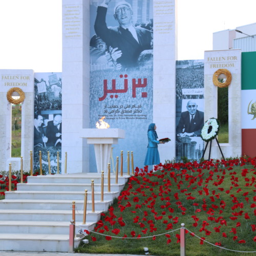 Maryam Rajavi, in ceremony to commemorate July 20 anniversary of Iranians’ historic uprising in 1952 in honor of Dr. Mohammad Mosaddeg – Ashraf 3, July 17, 2020.