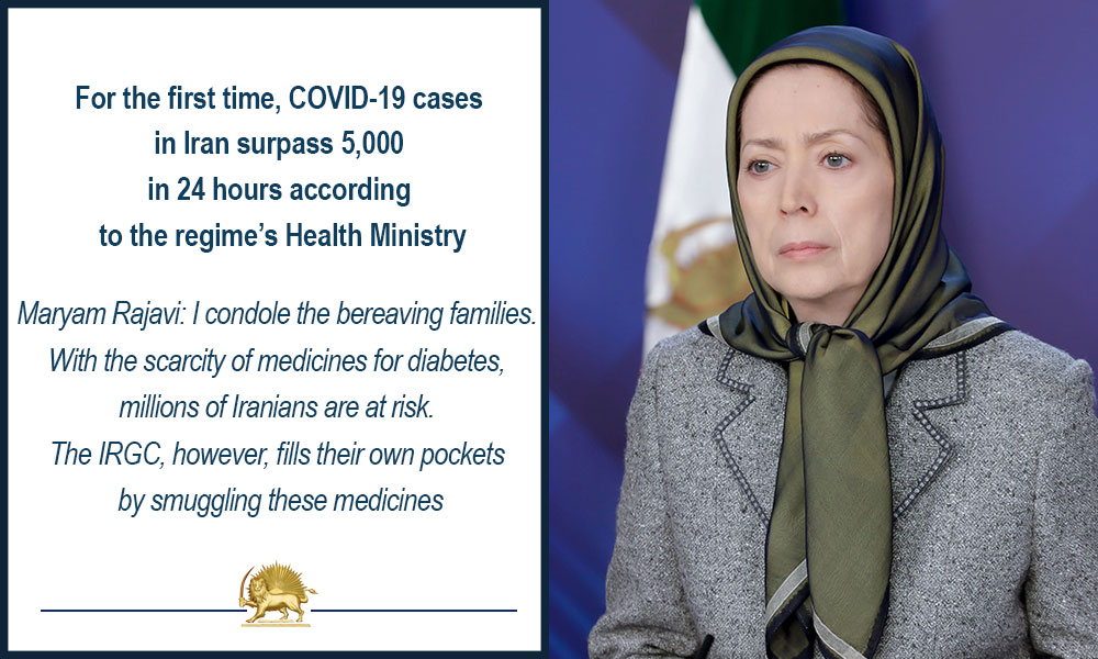 For the first time, COVID-19 cases in Iran surpass 5,000 in 24 hours according to the regime’s Health Ministry