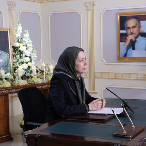 Maryam Rajavi pays tribute to Iran’s national hero, Air Force Pilot, Colonel Behzad Mo’ezzi, in the presence of members of the National Council of Resistance of Iran and PMOI members at Ashraf 3 – January 2021