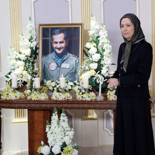 Maryam Rajavi pays tribute to Iran’s national hero, Air Force Pilot, Colonel Behzad Mo’ezzi, in the presence of members of the National Council of Resistance of Iran and PMOI members at Ashraf 3 – January 2021