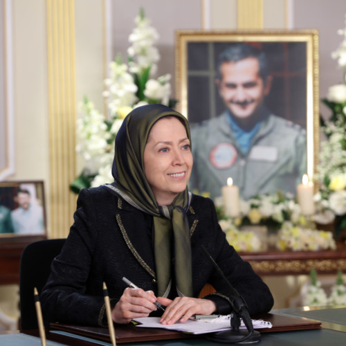 Maryam Rajavi pays tribute to Iran’s national hero, Air Force Pilot, Colonel Behzad Mo’ezzi, in the presence of members of the National Council of Resistance of Iran and PMOI members at Ashraf 3 – January 2021