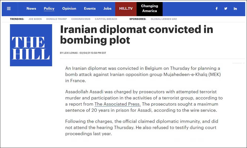 Iranian diplomat convicted in bombing plot