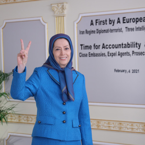 Maryam Rajavi at the Global Conference Concurrent with the Conviction of the Clerical Regime’s Terrorist Diplomat by a European Court - February 4, 2021