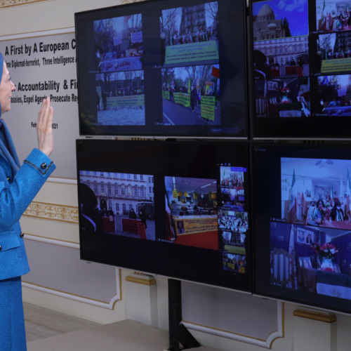 Maryam Rajavi at the Global Conference Concurrent with the Conviction of the Clerical Regime’s Terrorist Diplomat by a European Court - February 4, 2021