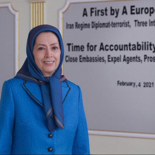 Maryam Rajavi at the Global Conference Concurrent with the Conviction of the Clerical Regime’s Terrorist Diplomat by a European Court - February 4, 2021