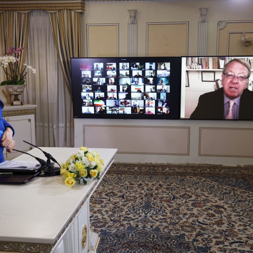 Struan Stevenson, former MEP and President of the European Iraqi Freedom Association (EIFA), speaks to the conference, Arab-Islamic Solidarity with the Iranian people and Resistance 