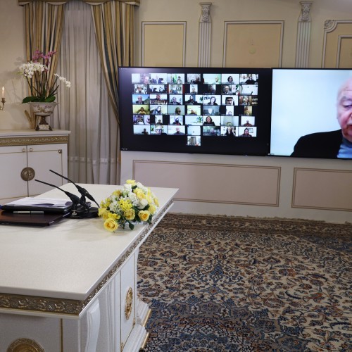 Bishop Jacques Gaillot, from France, speaks to the conference, Arab-Islamic Solidarity with the Iranian people and Resistance 