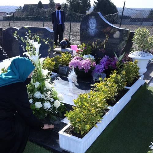 Laying flowers on the grave of Marzieh, the great Diva of Persian music