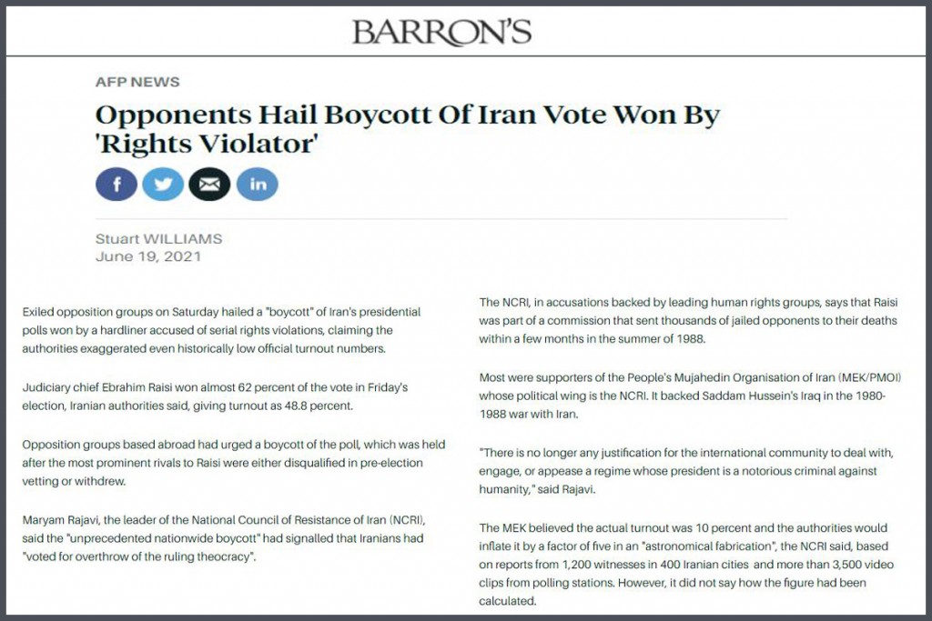 Opponents Hail Boycott Of Iran Vote Won By ‘Rights Violator’