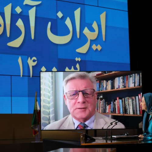 Steve McCabe, British MP for Birmingham Selly Oak since 2010 speaks at the second day of the Free Iran World Summit - Europe – Arab World Stand with the Resistance - July 11, 2021