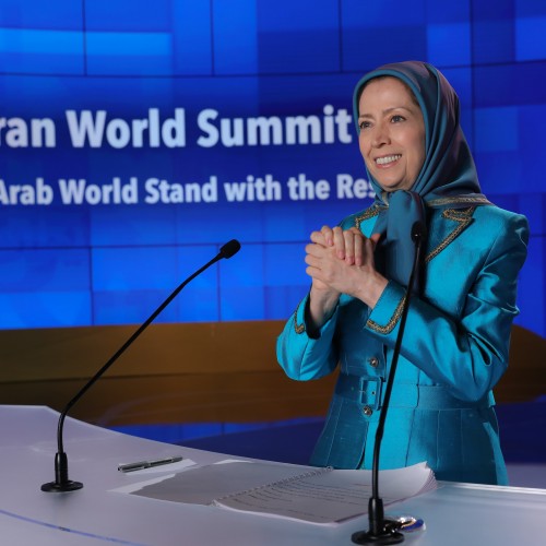 Maryam Rajavi at the second day of the Free Iran World Summit - Europe – Arab World Stand with the Resistance - July 11, 2021