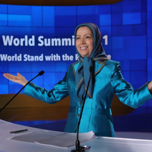 Maryam Rajavi at the second day of the Free Iran World Summit - Europe – Arab World Stand with the Resistance - July 11, 2021