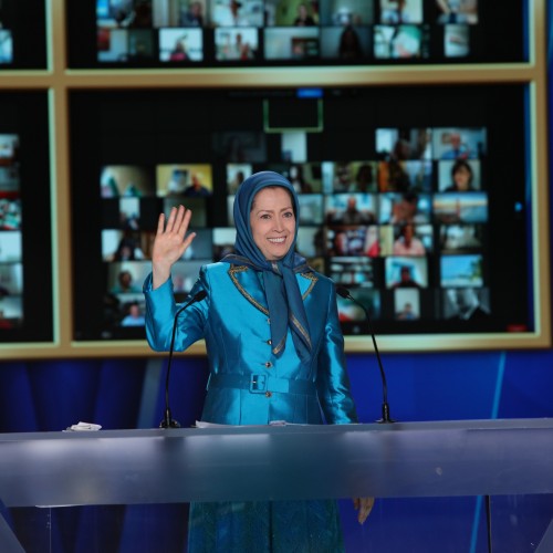 Maryam Rajavi at the second day of the Free Iran World Summit - Europe – Arab World Stand with the Resistance - July 11, 2021