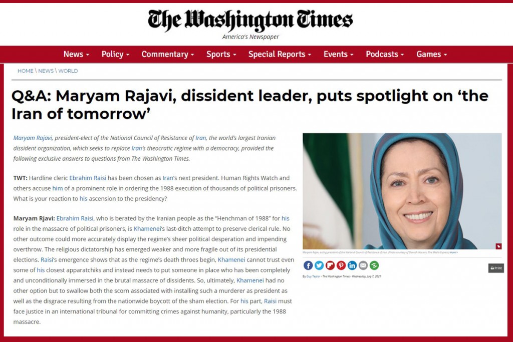 Q&A: Maryam Rajavi, dissident leader, puts spotlight on ‘the Iran of tomorrow’