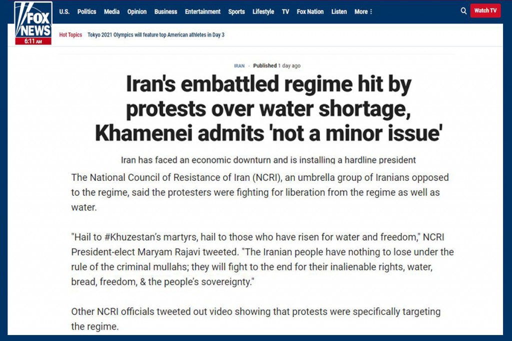 Fox News: Iran’s embattled regime hit by protests over water shortage, Khamenei admits ‘not a minor issue’