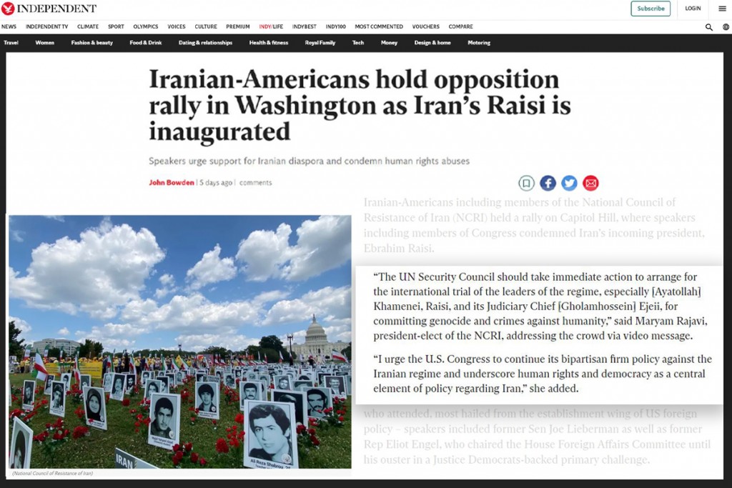 The Independent: Iranian-Americans hold rally in Washington