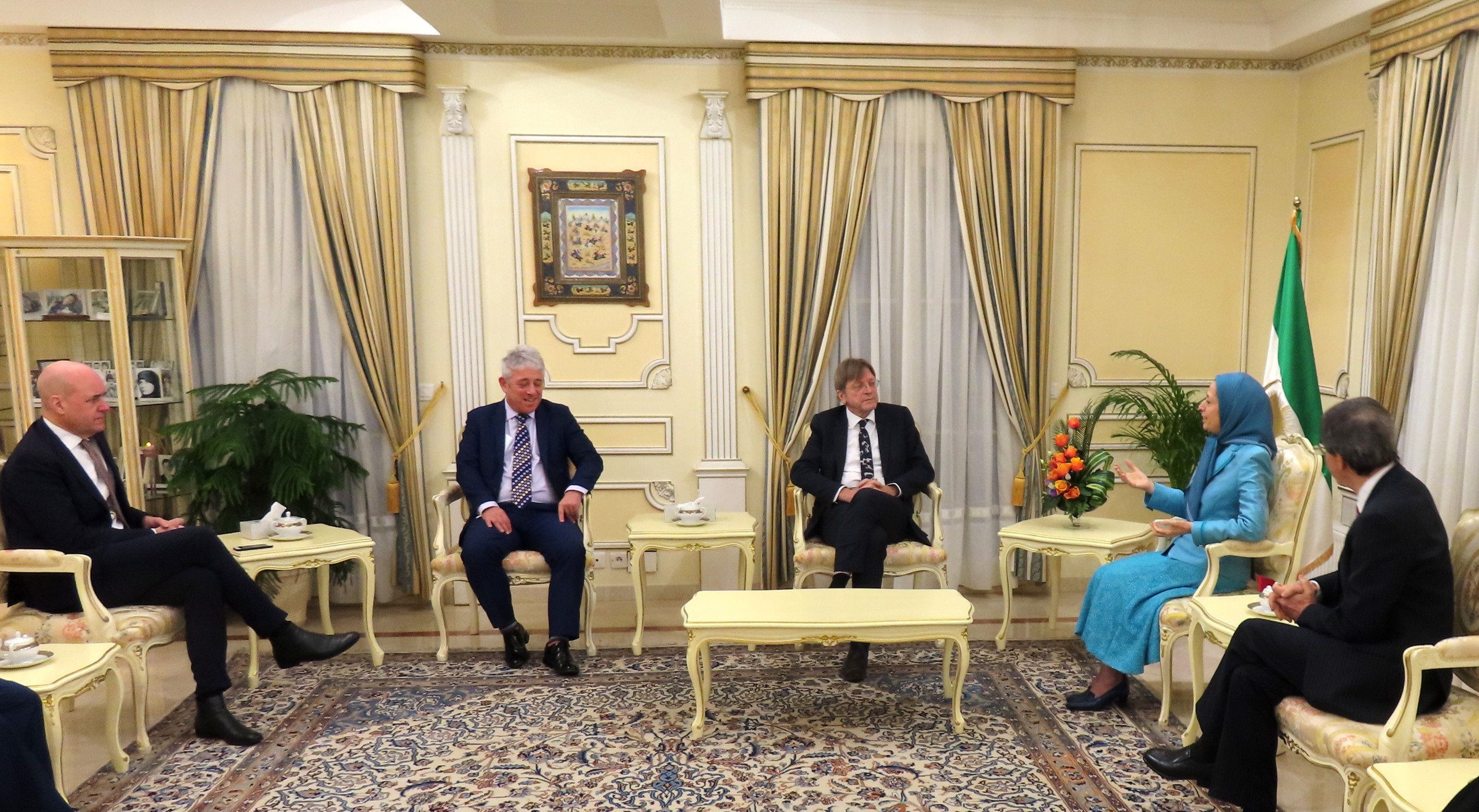 Maryam Rajavi Meets Former Prime Ministers of Belgium and Sweden, and the former Speaker of the British Parliament in NCRI Headquarters in Auvers-sur-Oise