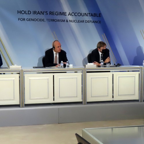 Maryam Rajavi- International dignitaries participate in a conference – Holding the mullahs’ regime accountable for genocide, terrorism, and nuclear defiance – Auvers-sur-Oise – January 17, 2022