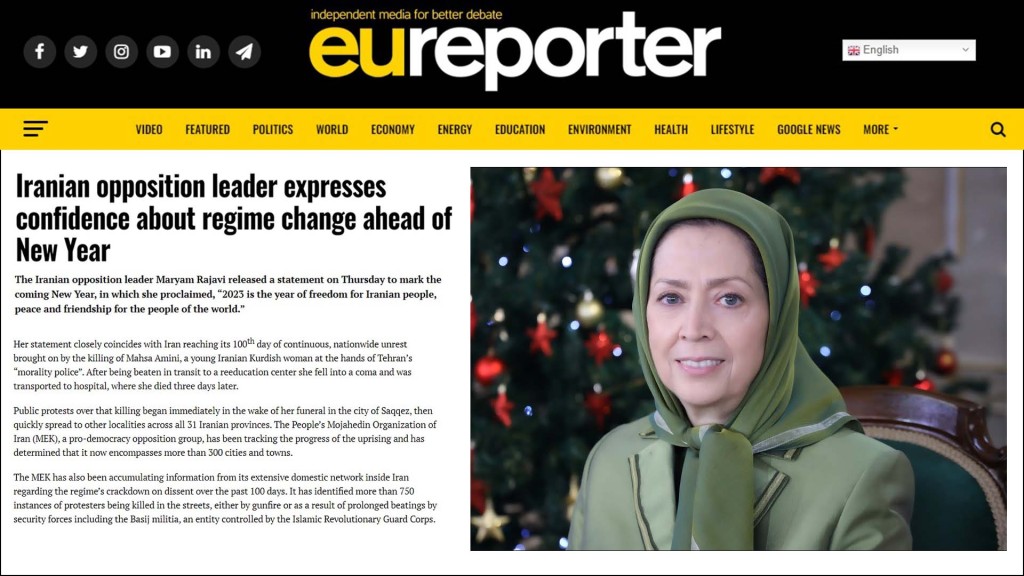 Iranian opposition leader expresses confidence about regime change ahead of New Year