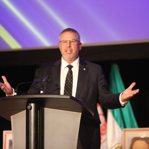 Canadian MP Dave Epp addresses the audience attending the Iranian communities’ summit in Canada on the anniversary of the 1979 anti-monarchical Revolution