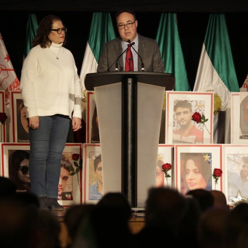 Canadian MP Dan Muys addresses the audience attending the Iranian communities’ summit in Canada on the anniversary of the 1979 anti-monarchical Revolution