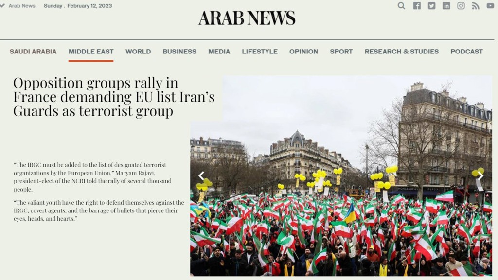 Opposition groups rally in France demanding EU list Iran’s Guards as terrorist group