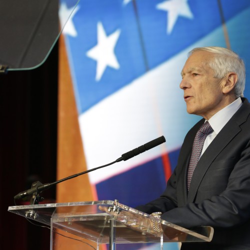 Gen. Wesley Clark, Supreme Allied Commander in Europe in 2000 and 2004 Presidential hopeful, addresses the Washington Summit, March 11, 2023