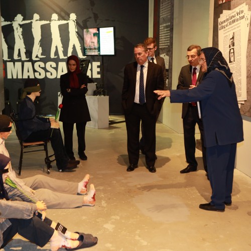 Franz-Josef Jung and Liam Fox tour the Resistance’s Museum during their visit to Ashraf-3