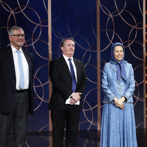 PMOI gathering welcoming Liam Fox and Franz-Josef Jung, the former Defense Ministers of UK and Germany- March 30, 2023