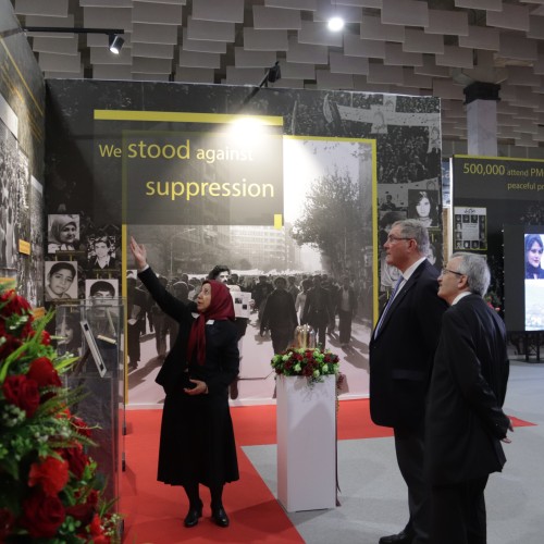 Franz-Josef Jung and Liam Fox tour the Resistance’s Museum during their visit to Ashraf-3