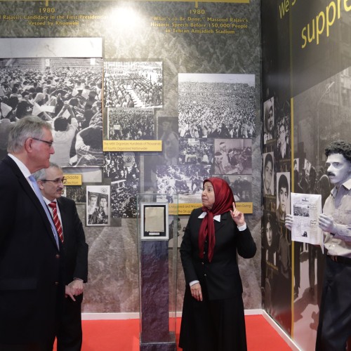 Franz-Josef Jung and Liam Fox tour the Resistance’s Museum during their visit to Ashraf-3