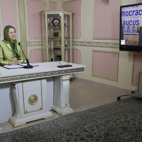 Maryam Rajavi addresses a hearing at the U.S. Congress sponsored by the Iranian Women Congressional Caucus and the Human Rights and Democracy in Iran Caucus – May 18, 2023