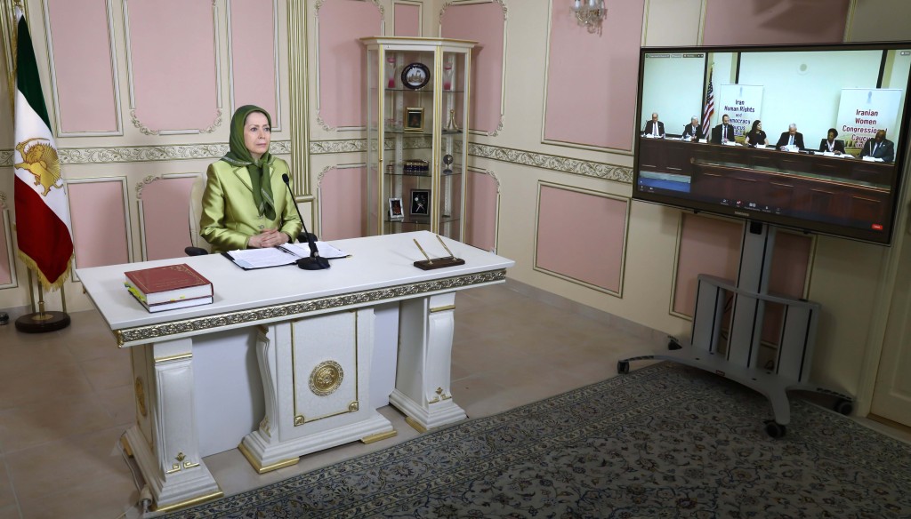Maryam Rajavi addresses a hearing at the U.S. Congress sponsored by the Iranian Women Congressional Caucus and the Human Rights and Democracy in Iran Caucus