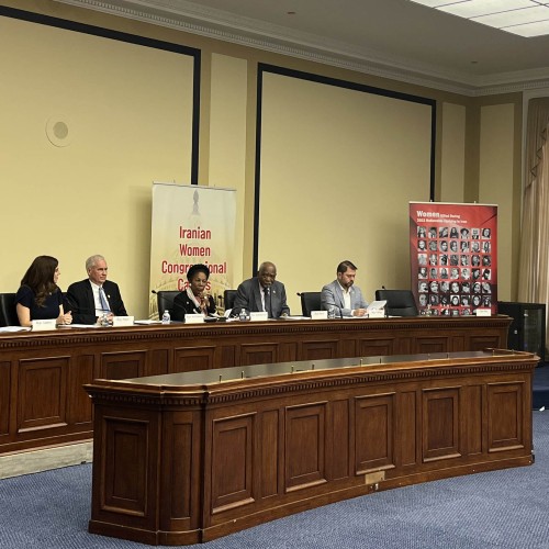 Maryam Rajavi addresses a hearing at the U.S. Congress sponsored by the Iranian Women Congressional Caucus and the Human Rights and Democracy in Iran Caucus – May 18, 2023