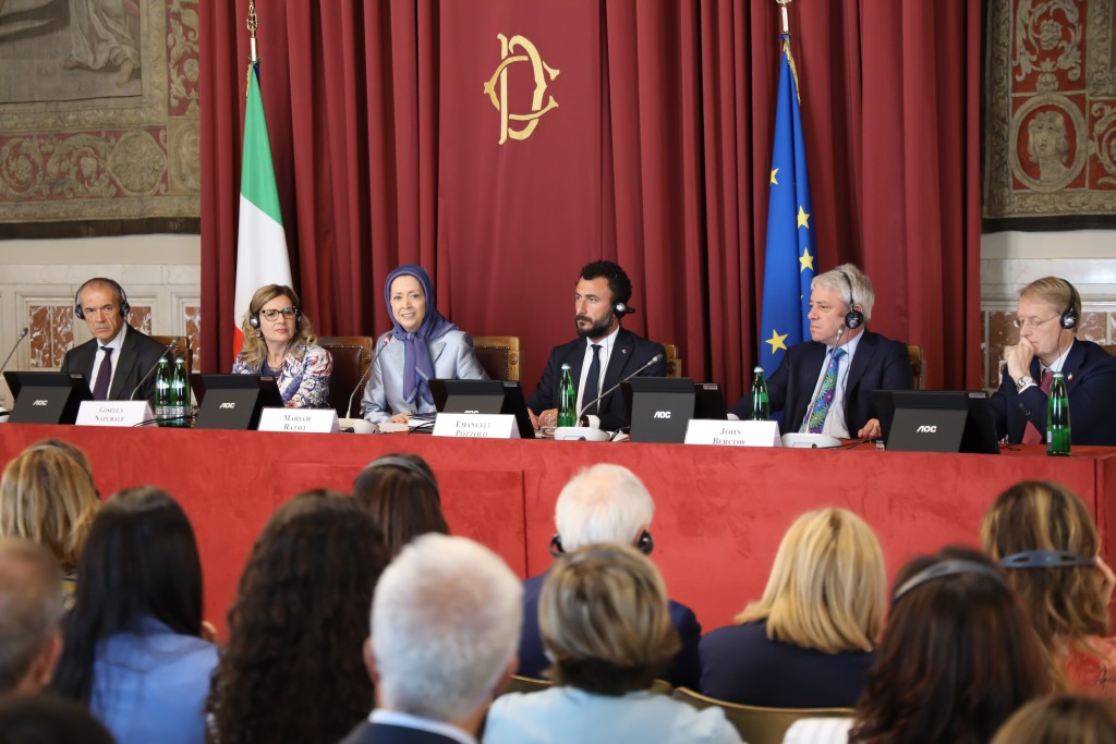 Maryam Rajavi Addresses a Joint Conference featuring Some Members of Both Chambers of the Italian Parliament