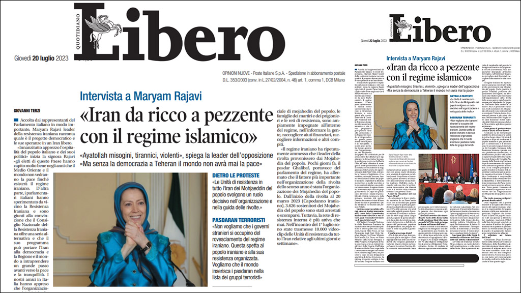 Libero Interview with Maryam Rajavi: “Iran from rich to beggar with Islamic regime”
