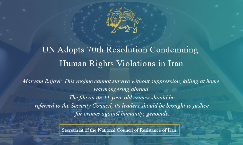 UN Adopts 70th Resolution Condemning Human Rights Violations in Iran