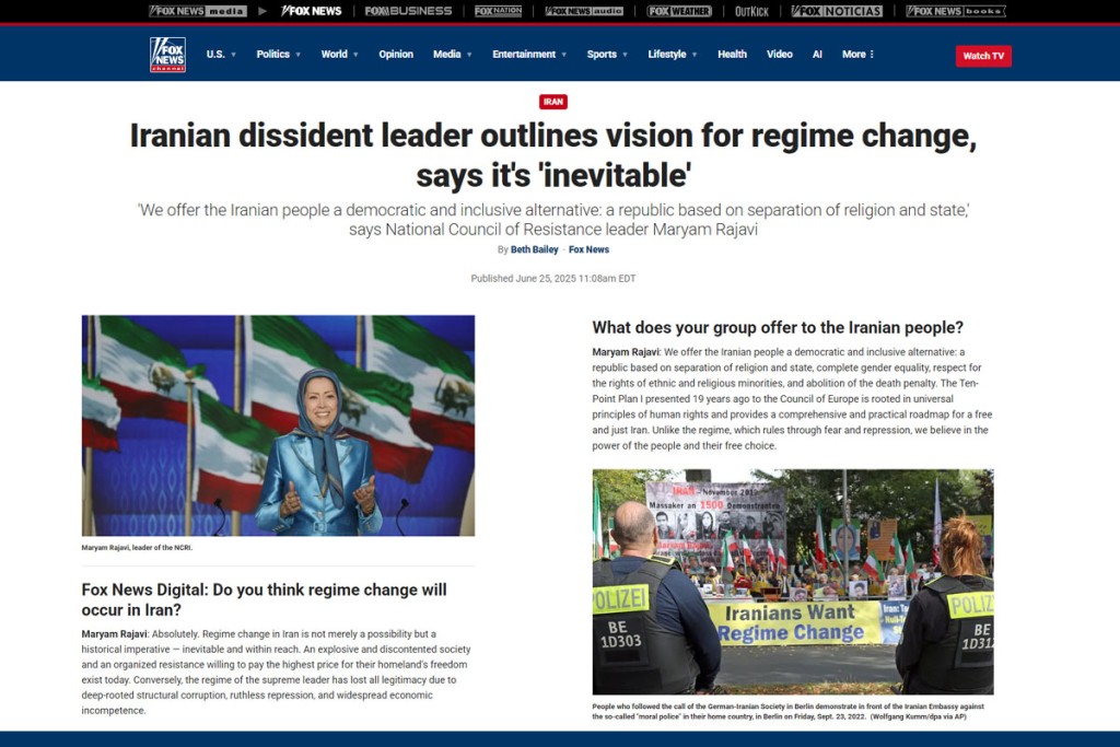 Iranian dissident leader outlines vision for regime change, says it’s ‘inevitable’